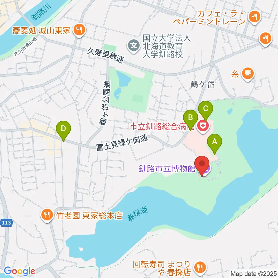 釧路市立博物館周辺の駐車場・コインパーキング一覧地図
