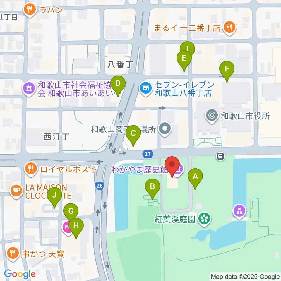 わかやま歴史館周辺の駐車場・コインパーキング一覧地図