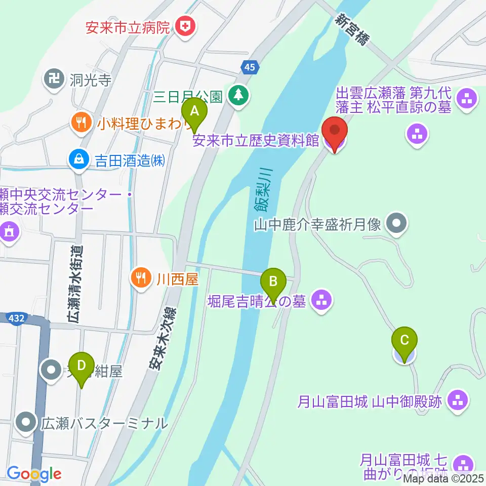 安来市立歴史資料館周辺の駐車場・コインパーキング一覧地図