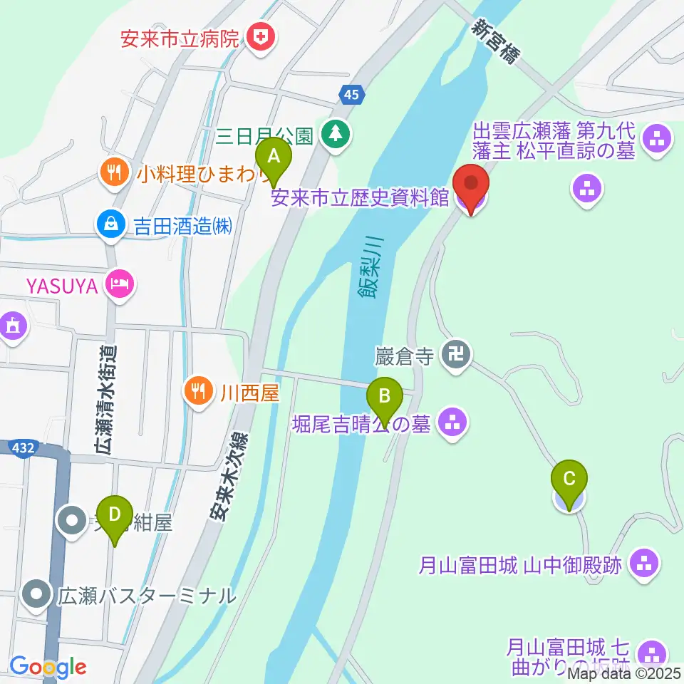 安来市立歴史資料館周辺の駐車場・コインパーキング一覧地図