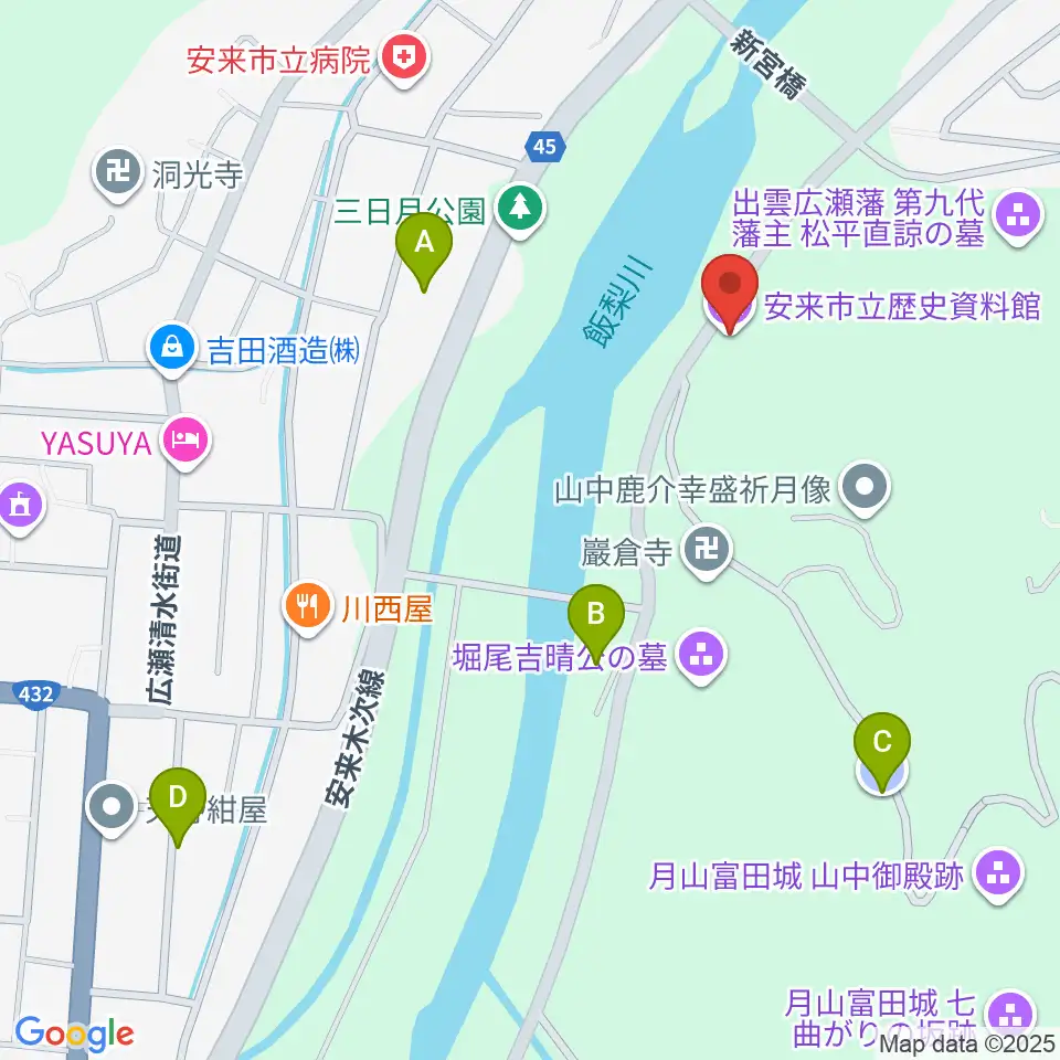 安来市立歴史資料館周辺の駐車場・コインパーキング一覧地図