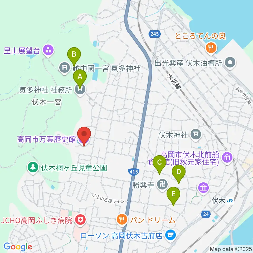 高岡市万葉歴史館周辺の駐車場・コインパーキング一覧地図