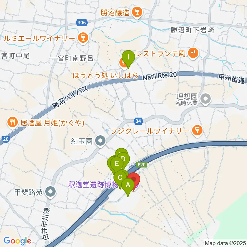 釈迦堂遺跡博物館周辺の駐車場・コインパーキング一覧地図