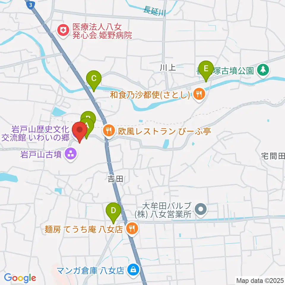 岩戸山歴史文化交流館 いわいの郷周辺の駐車場・コインパーキング一覧地図