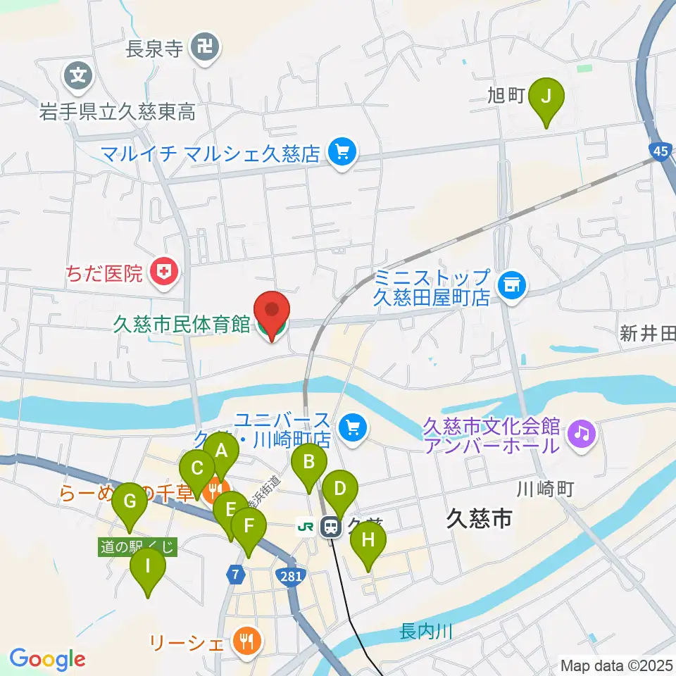 久慈市マリンアリーナ周辺の駐車場・コインパーキング一覧地図