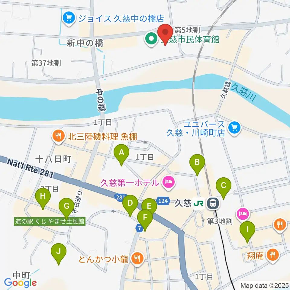 久慈市マリンアリーナ周辺の駐車場・コインパーキング一覧地図