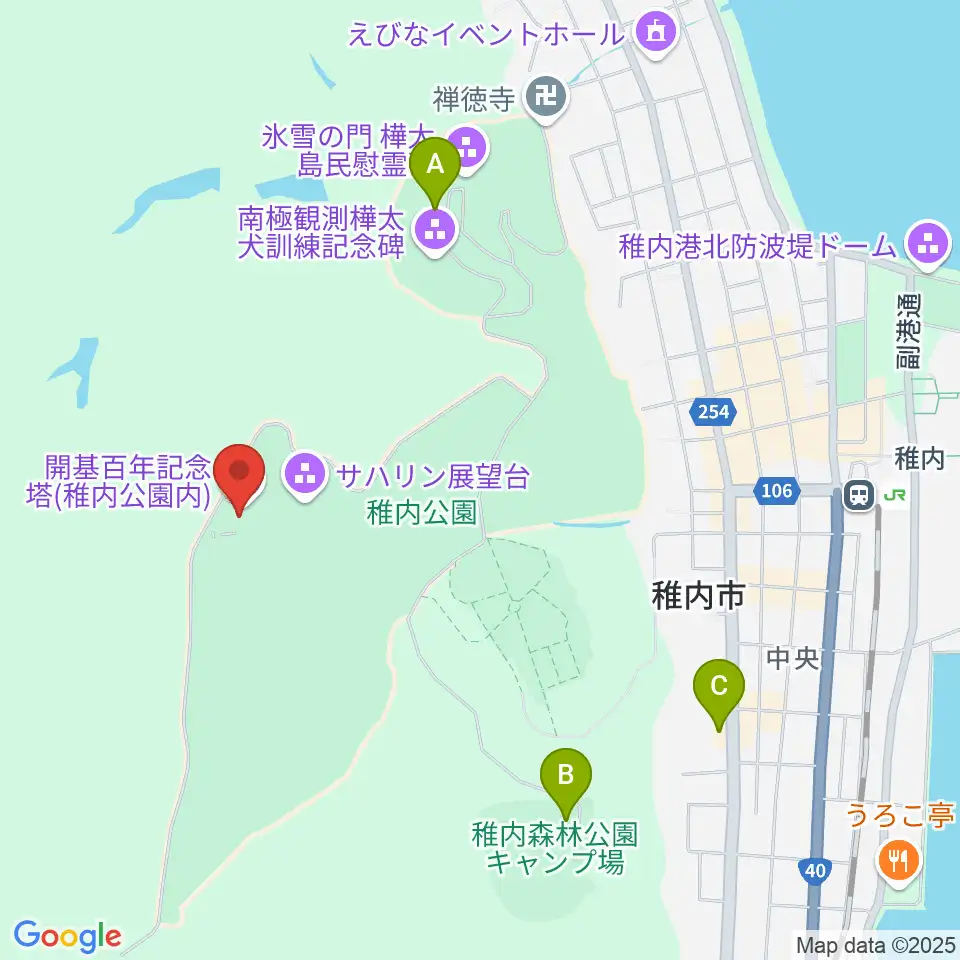 稚内市北方記念館周辺の駐車場・コインパーキング一覧地図