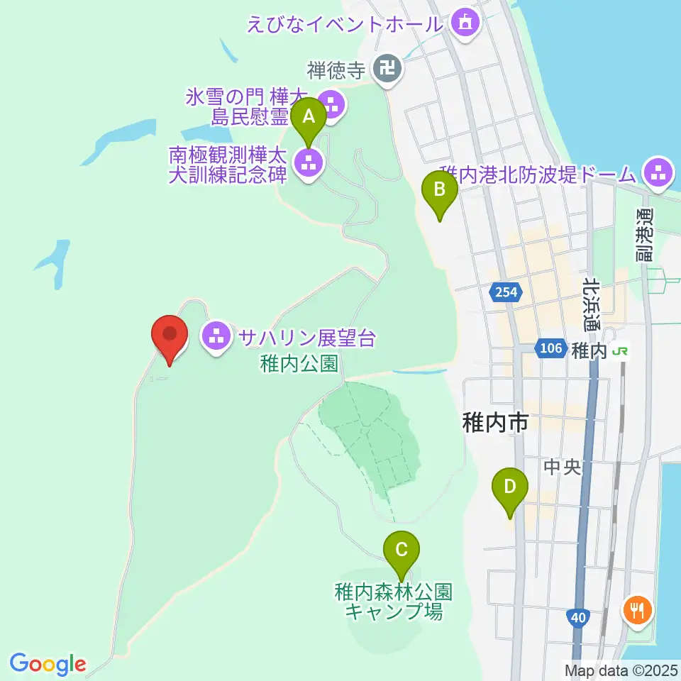 稚内市北方記念館周辺の駐車場・コインパーキング一覧地図