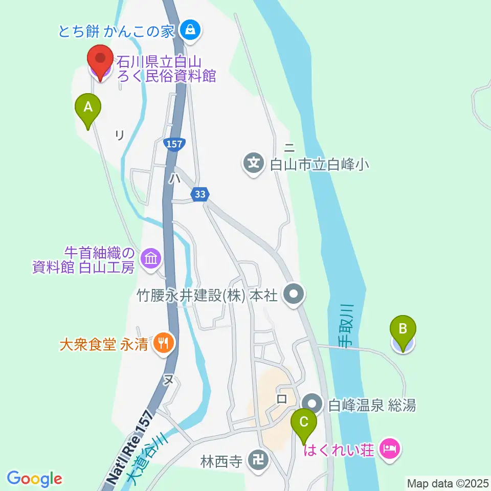 石川県立白山ろく民俗資料館周辺の駐車場・コインパーキング一覧地図