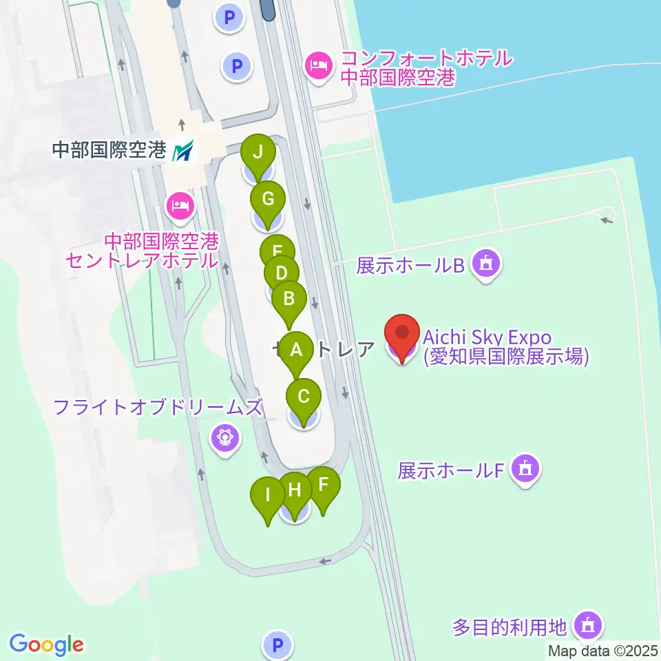 Aichi Sky Expo周辺の駐車場・コインパーキング一覧地図