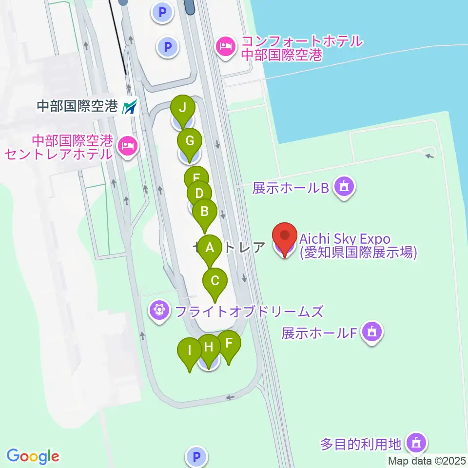 Aichi Sky Expo周辺の駐車場・コインパーキング一覧地図