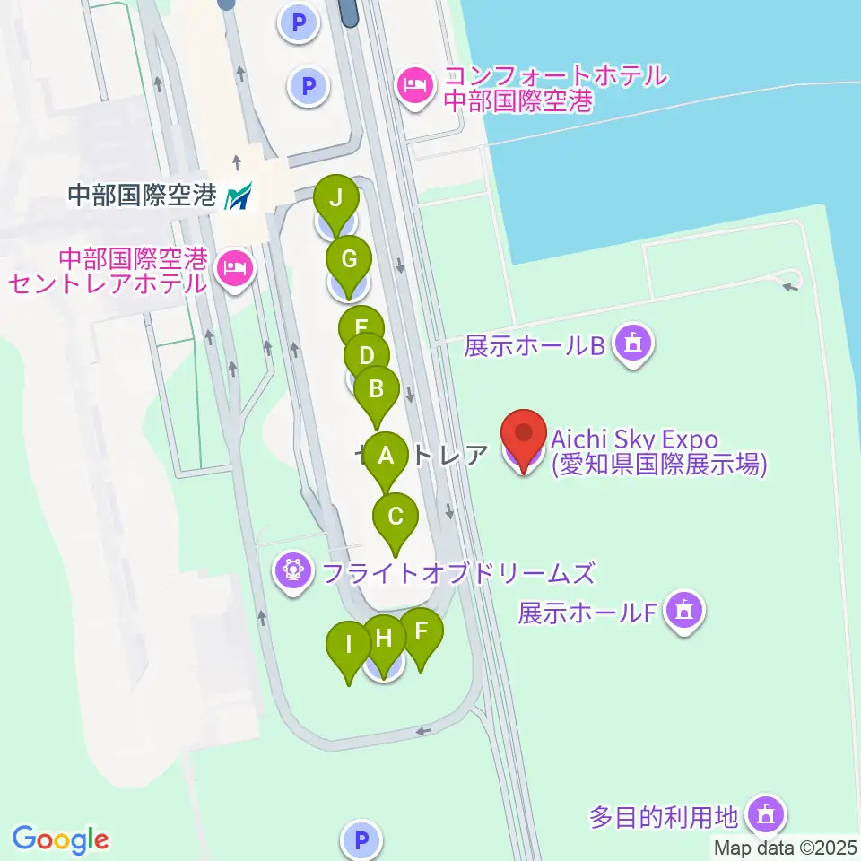 Aichi Sky Expo周辺の駐車場・コインパーキング一覧地図