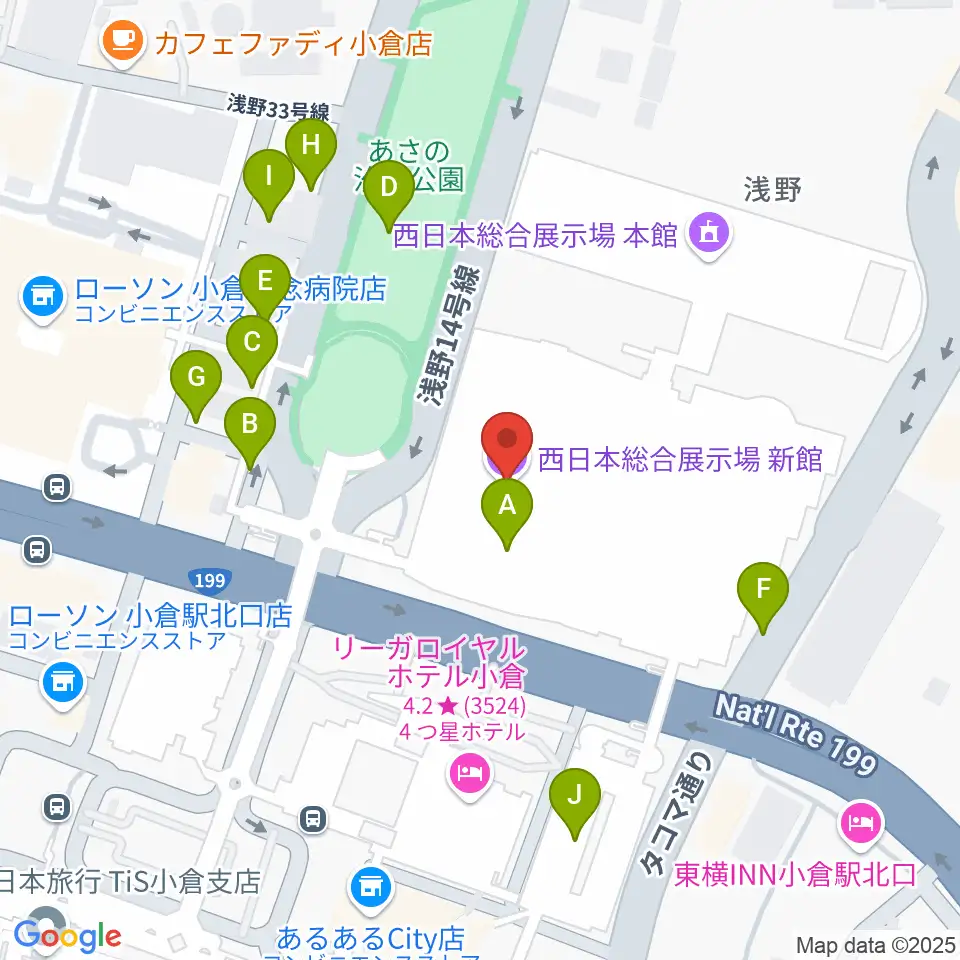 西日本総合展示場周辺の駐車場・コインパーキング一覧地図