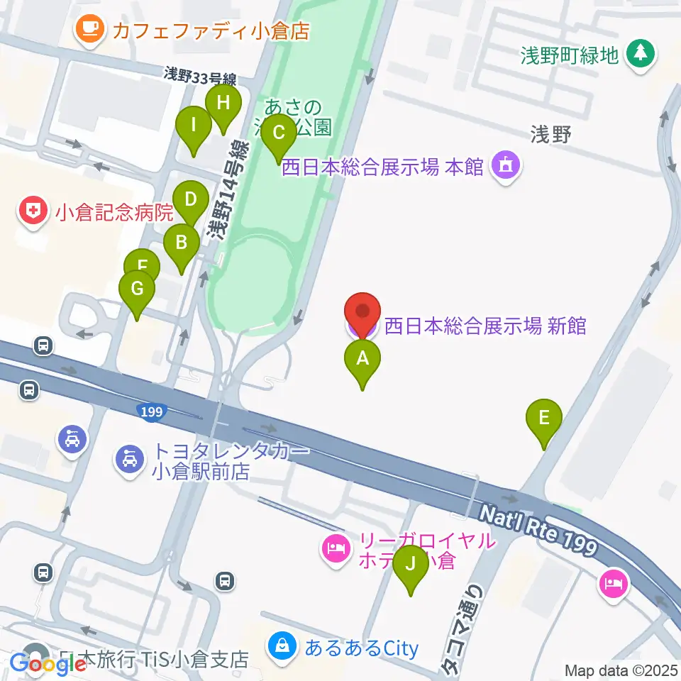 西日本総合展示場周辺の駐車場・コインパーキング一覧地図