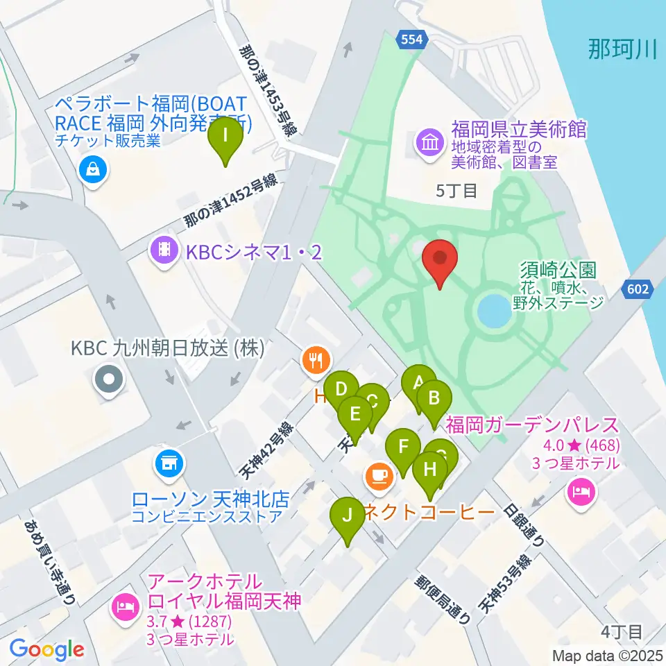 福岡市民ホール周辺の駐車場・コインパーキング一覧地図