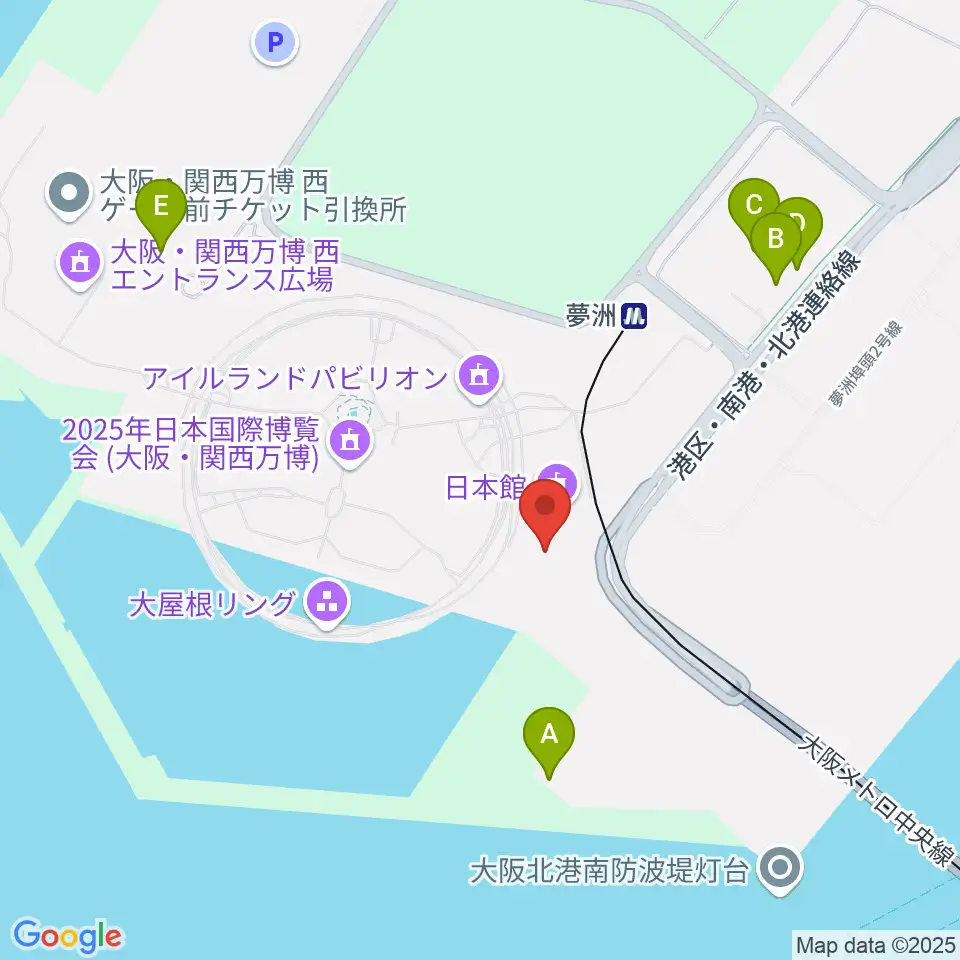 EXPOホール シャインハット周辺の駐車場・コインパーキング一覧地図