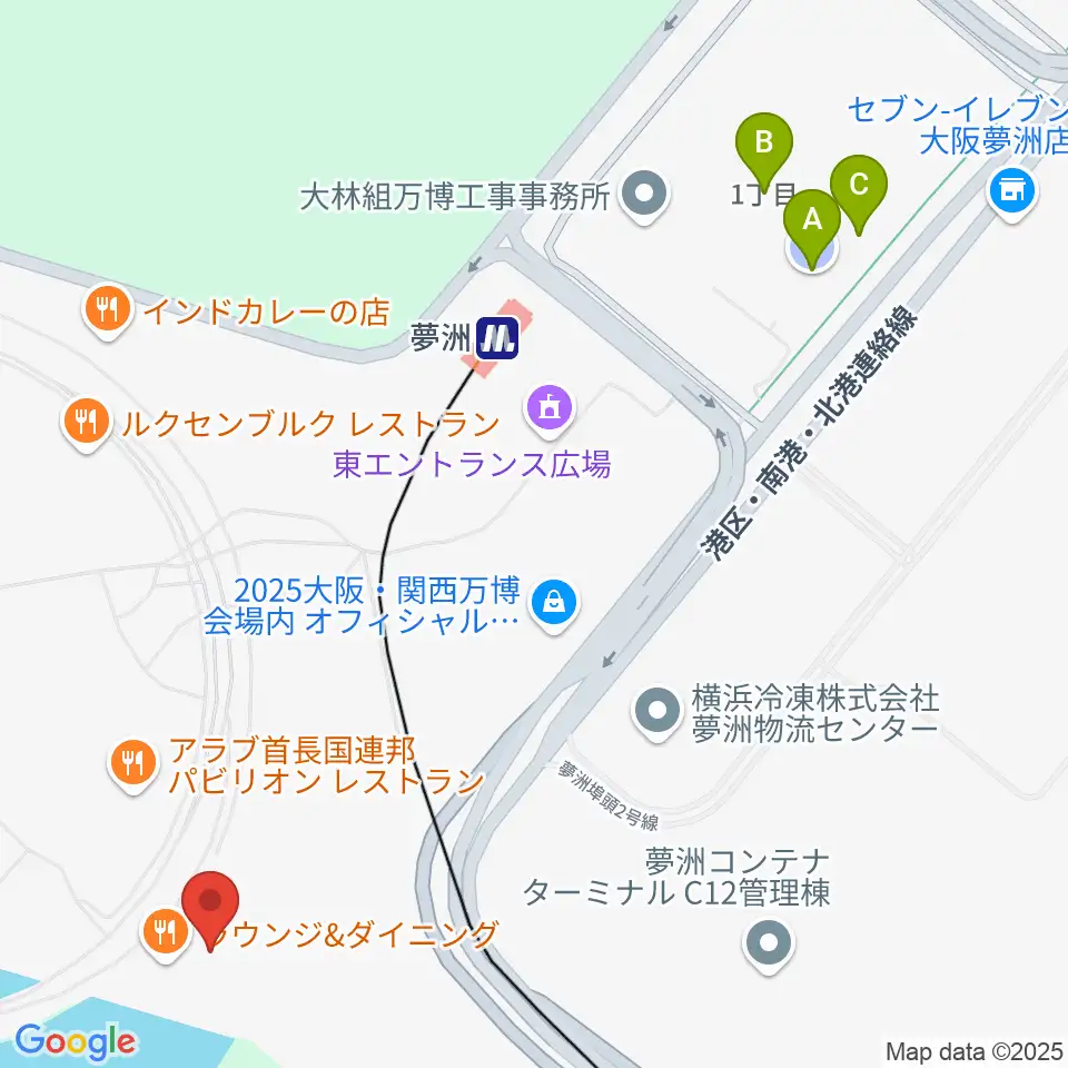 EXPOナショナルデーホール レイガーデン周辺の駐車場・コインパーキング一覧地図