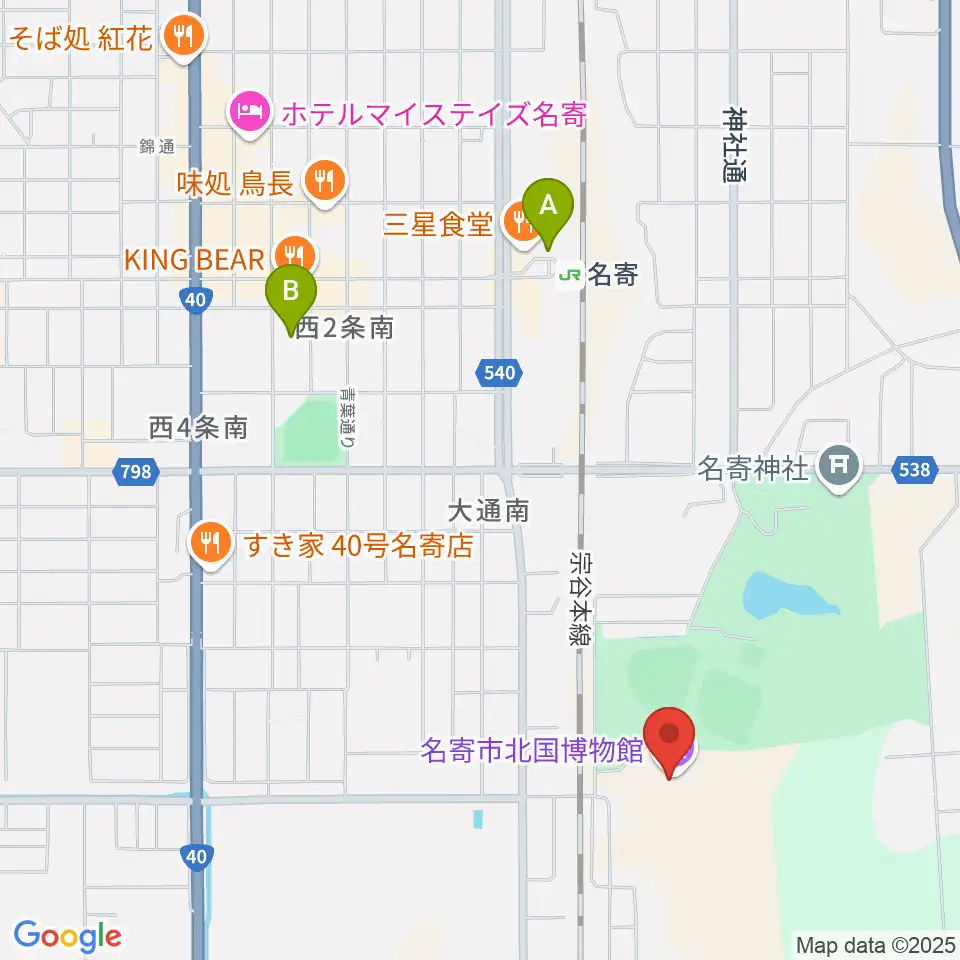 名寄市北国博物館周辺の駐車場・コインパーキング一覧地図