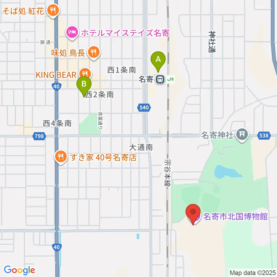 名寄市北国博物館周辺の駐車場・コインパーキング一覧地図