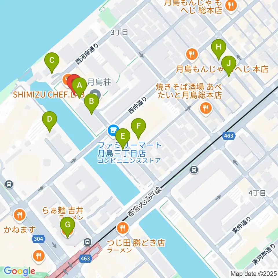 月島ピアノアートサロン周辺の駐車場・コインパーキング一覧地図