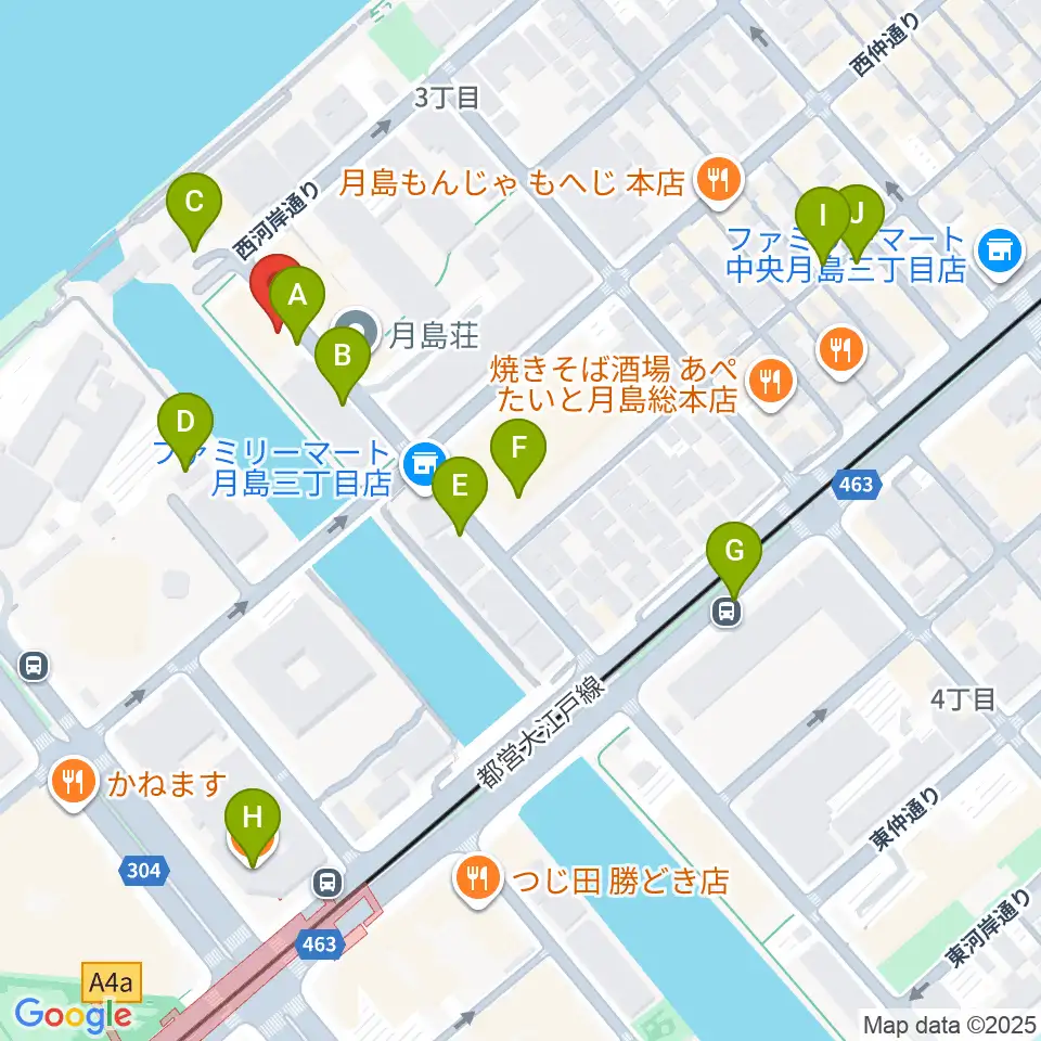 月島ピアノアートサロン周辺の駐車場・コインパーキング一覧地図