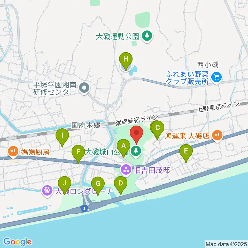 大磯町郷土資料館周辺の駐車場・コインパーキング一覧地図