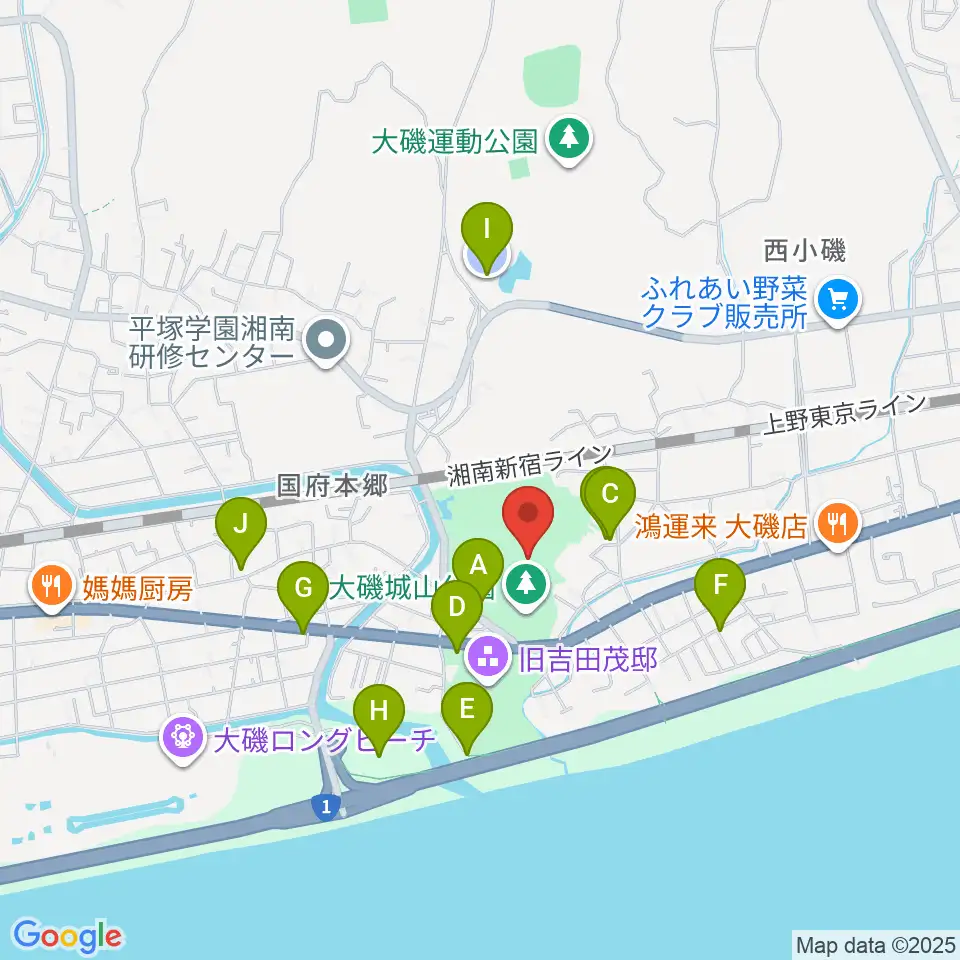 大磯町郷土資料館周辺の駐車場・コインパーキング一覧地図