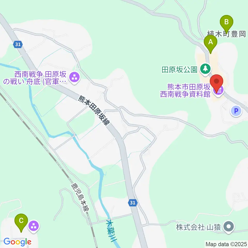 熊本市田原坂西南戦争資料館周辺の駐車場・コインパーキング一覧地図