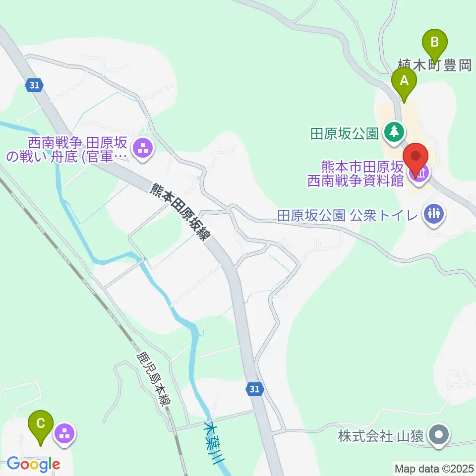 熊本市田原坂西南戦争資料館周辺の駐車場・コインパーキング一覧地図