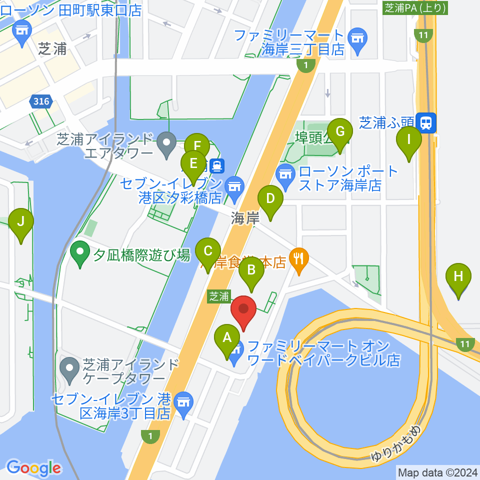 芝浦スタジオ周辺の駐車場・コインパーキング一覧地図