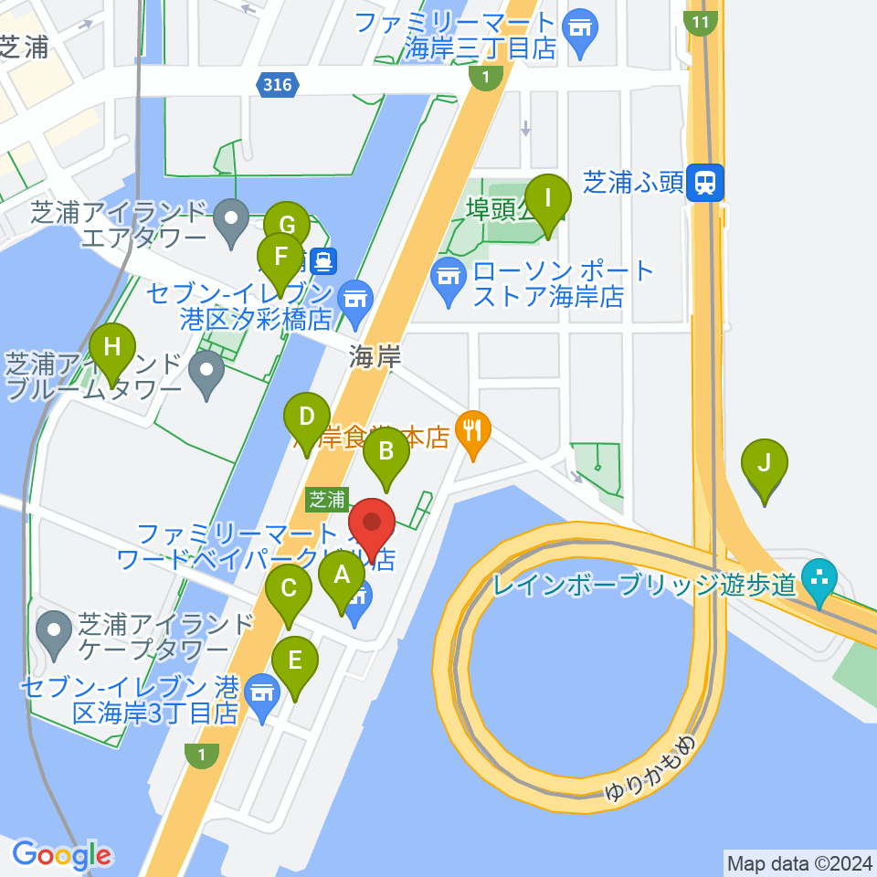 芝浦スタジオ周辺の駐車場・コインパーキング一覧地図