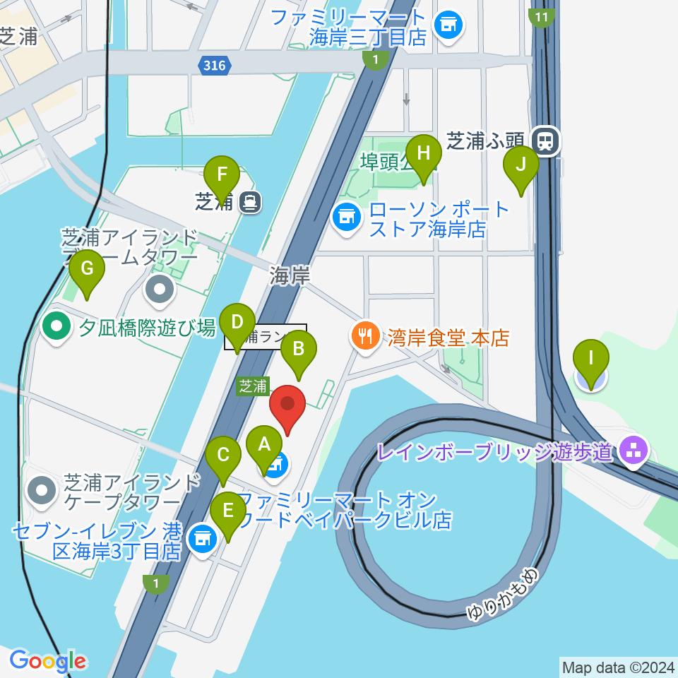 芝浦スタジオ周辺の駐車場・コインパーキング一覧地図