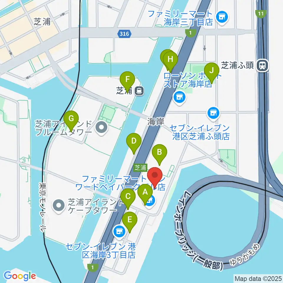 芝浦スタジオ周辺の駐車場・コインパーキング一覧地図