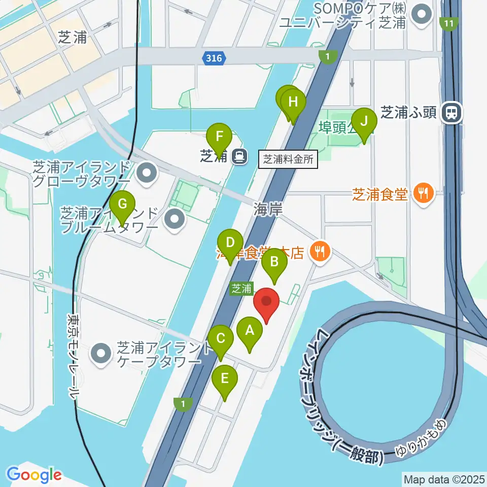 芝浦スタジオ周辺の駐車場・コインパーキング一覧地図