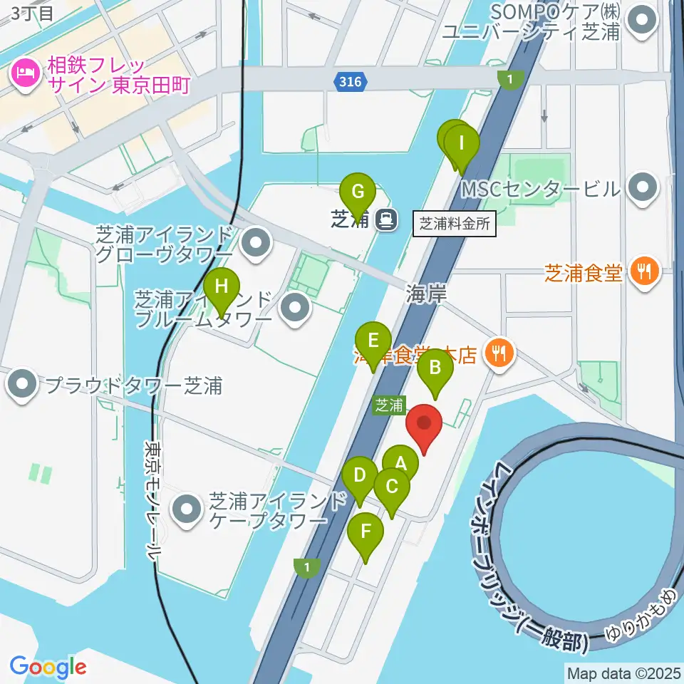 芝浦スタジオ周辺の駐車場・コインパーキング一覧地図