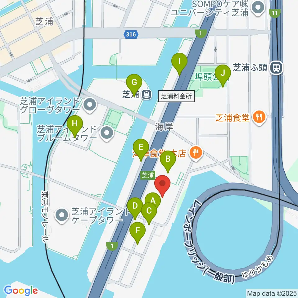 芝浦スタジオ周辺の駐車場・コインパーキング一覧地図