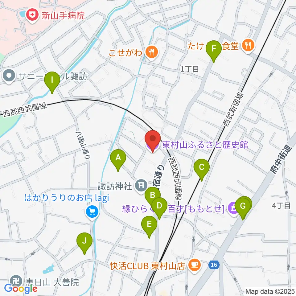 東村山ふるさと歴史館周辺の駐車場・コインパーキング一覧地図