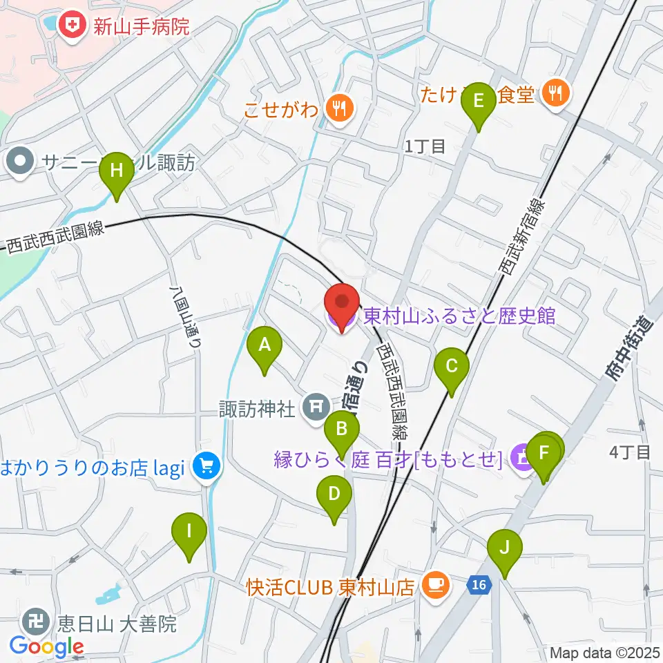 東村山ふるさと歴史館周辺の駐車場・コインパーキング一覧地図