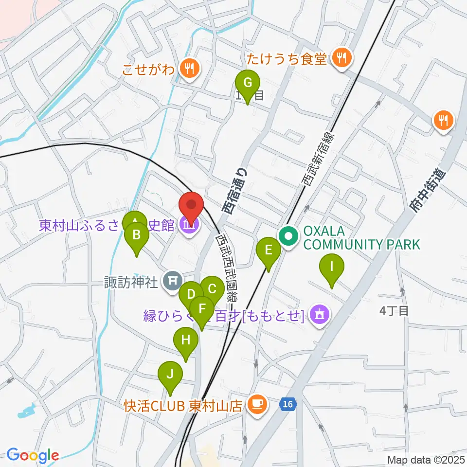 東村山ふるさと歴史館周辺の駐車場・コインパーキング一覧地図