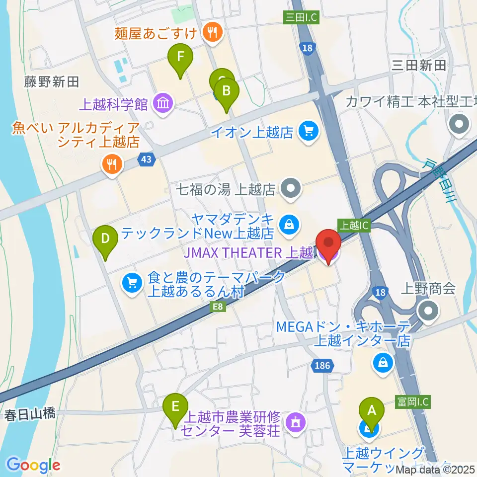 JMAXシアター上越周辺の駐車場・コインパーキング一覧地図