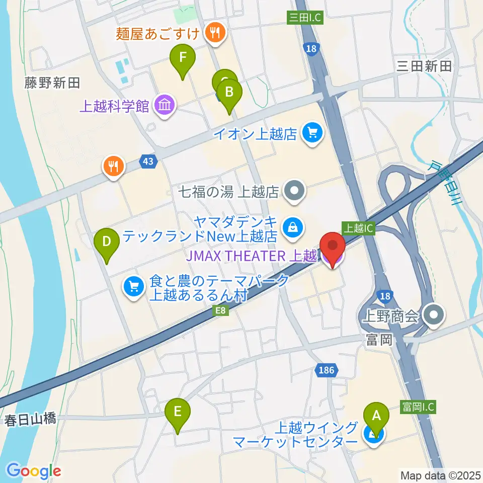 JMAXシアター上越周辺の駐車場・コインパーキング一覧地図