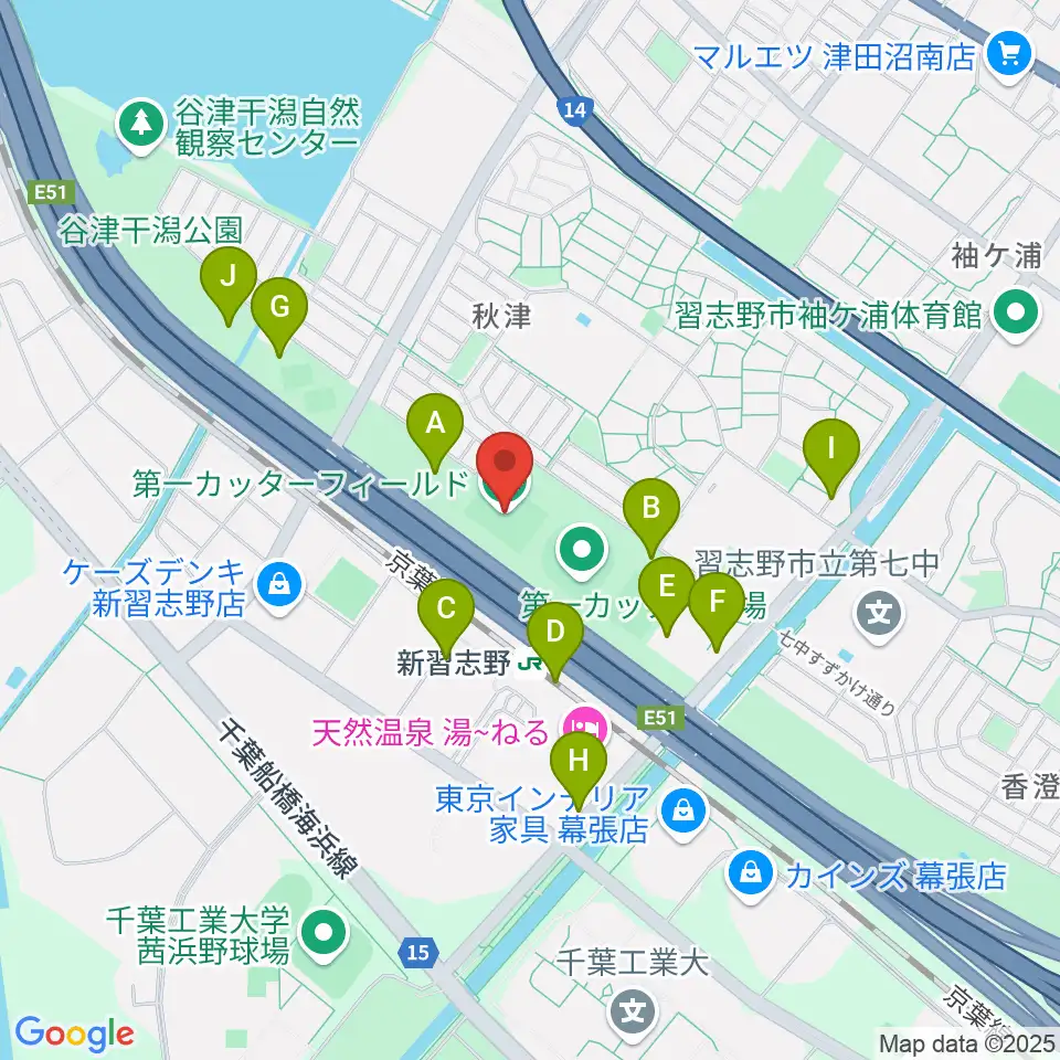 第一カッターフィールド周辺の駐車場・コインパーキング一覧地図