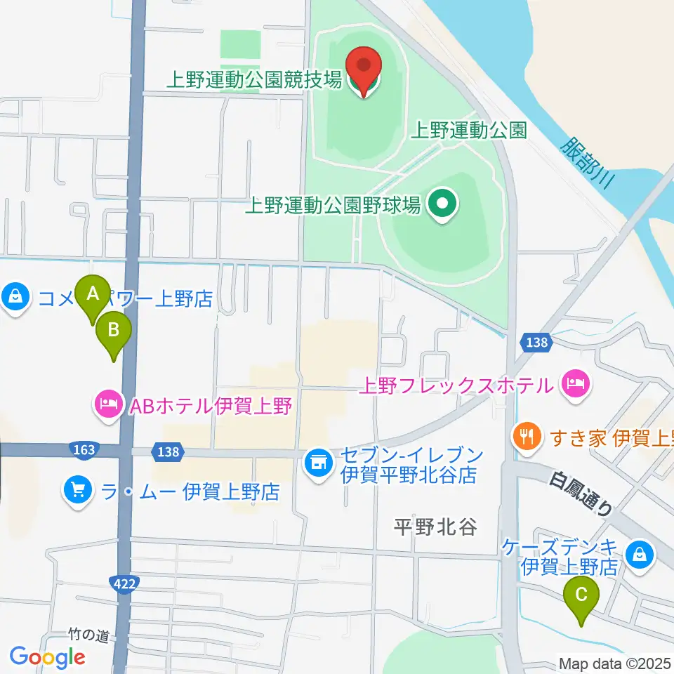 上野運動公園競技場周辺の駐車場・コインパーキング一覧地図