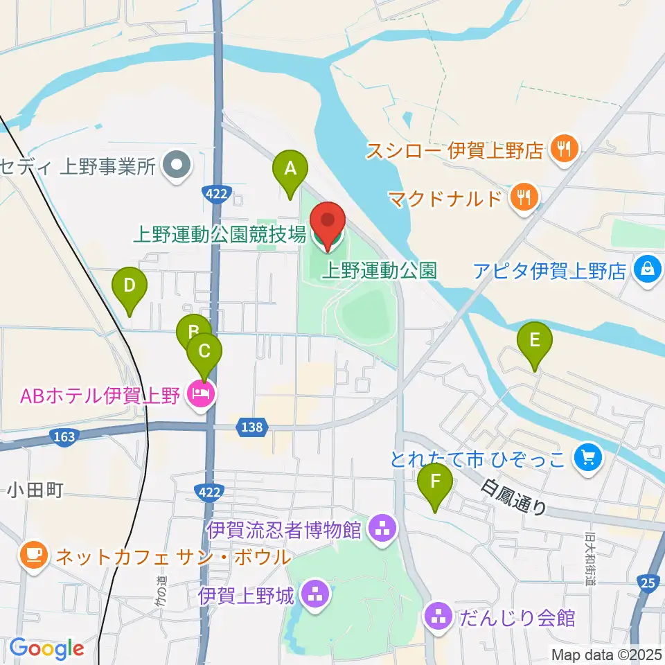 上野運動公園競技場周辺の駐車場・コインパーキング一覧地図