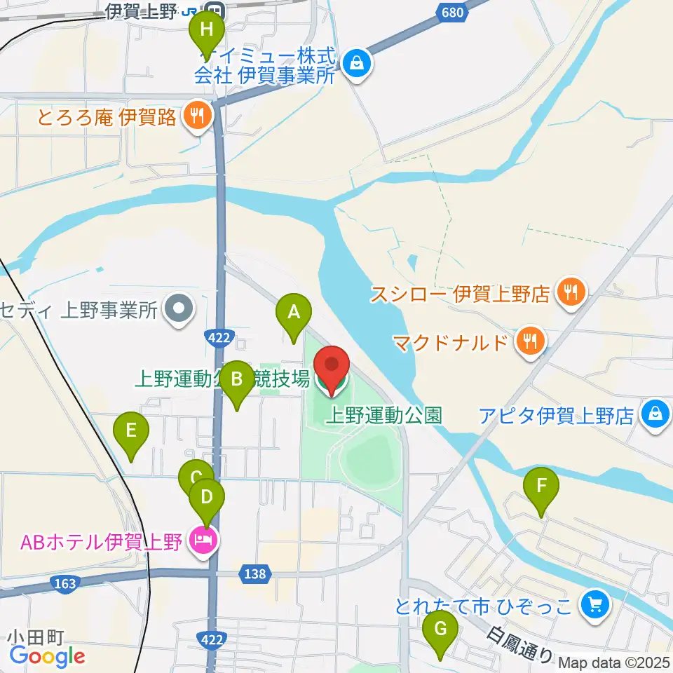 上野運動公園競技場周辺の駐車場・コインパーキング一覧地図