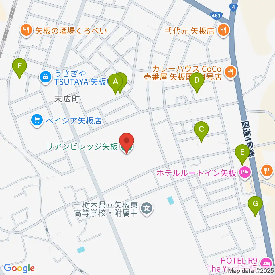 リアンビレッジ矢板周辺の駐車場・コインパーキング一覧地図