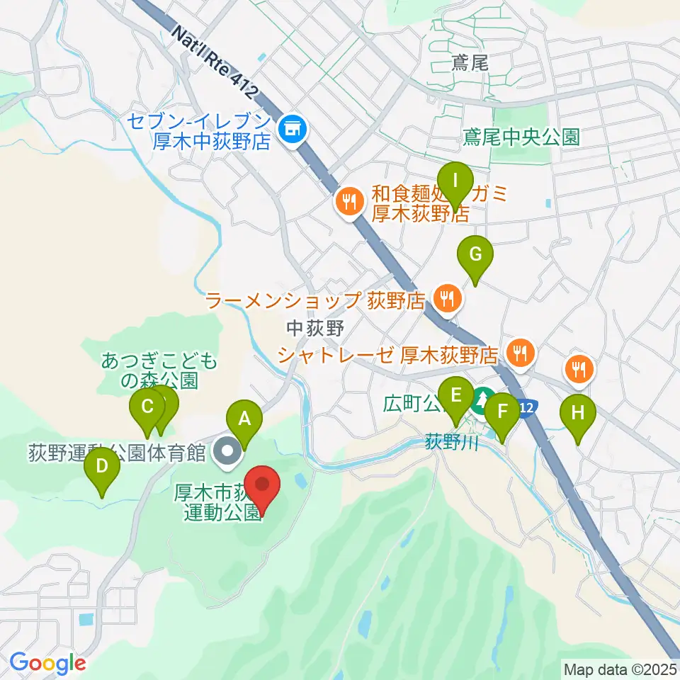荻野運動公園競技場周辺の駐車場・コインパーキング一覧地図