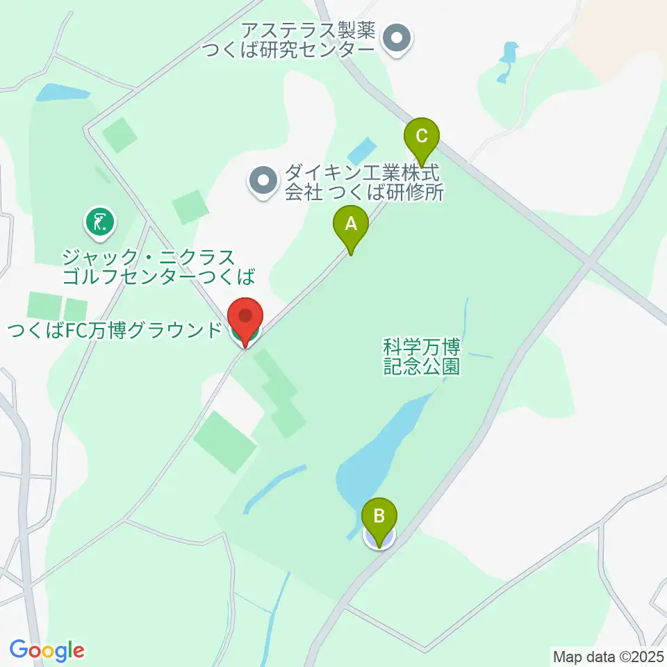 つくばFC万博グラウンド周辺の駐車場・コインパーキング一覧地図