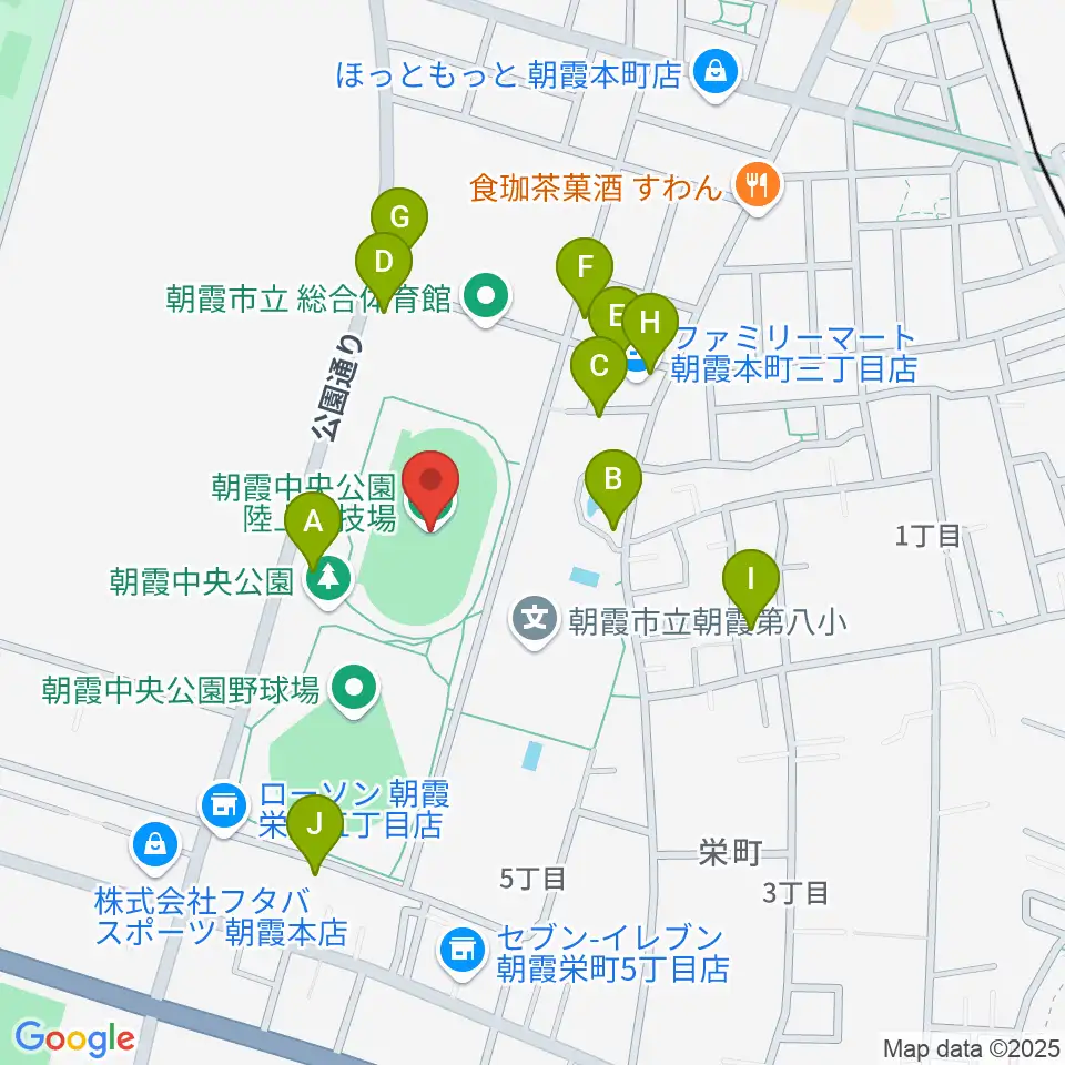 朝霞中央公園陸上競技場周辺の駐車場・コインパーキング一覧地図