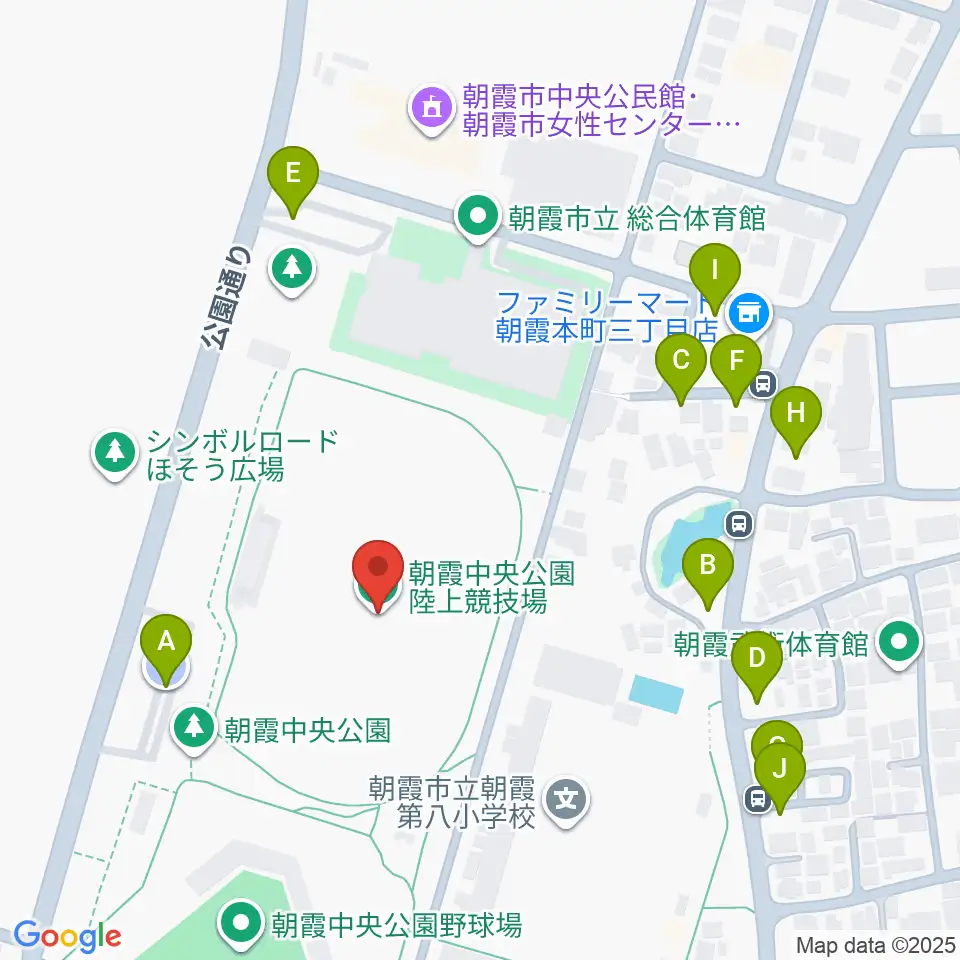 朝霞中央公園陸上競技場周辺の駐車場・コインパーキング一覧地図